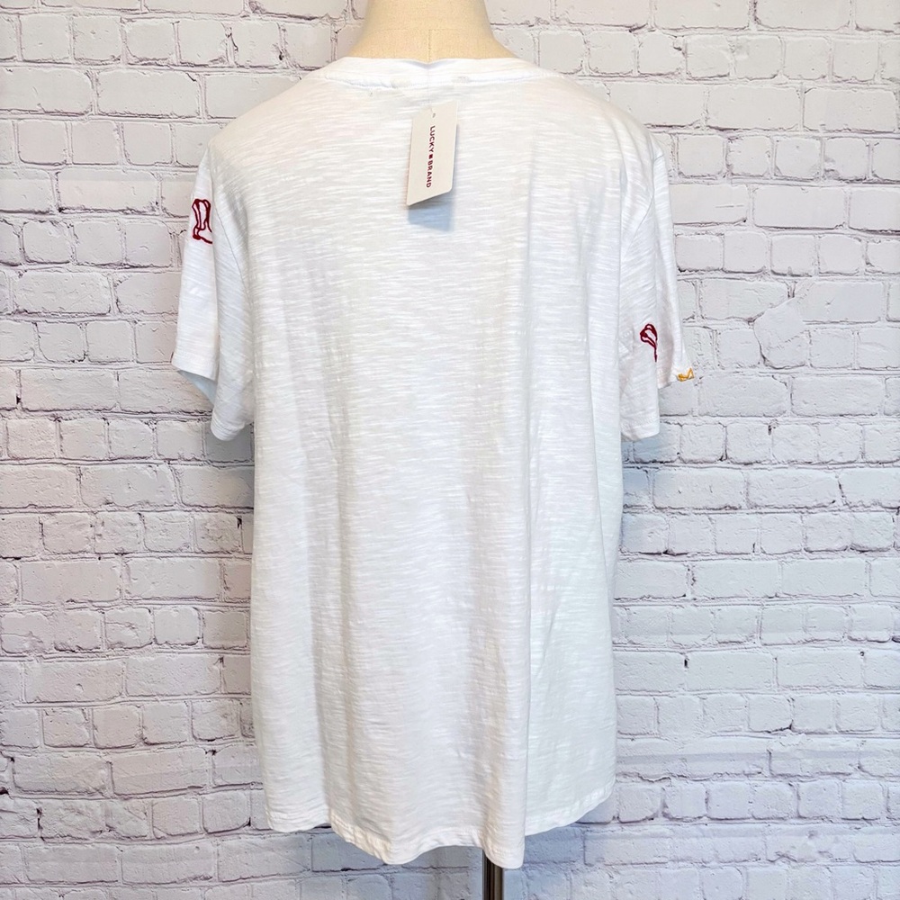 LUCKY BRAND Cowgirl Short Sleeve Embroidered Cotton T-Shirt--1X - Picture 7 of 13